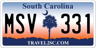SC license plate MSV331