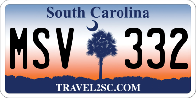 SC license plate MSV332