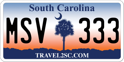 SC license plate MSV333