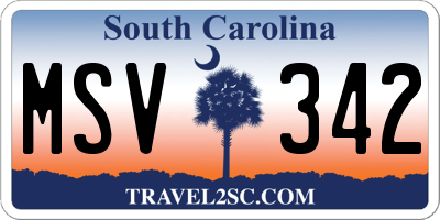 SC license plate MSV342