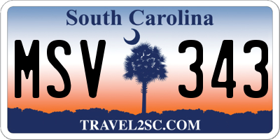 SC license plate MSV343