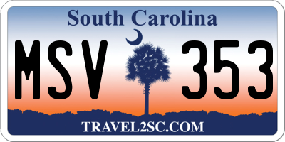 SC license plate MSV353
