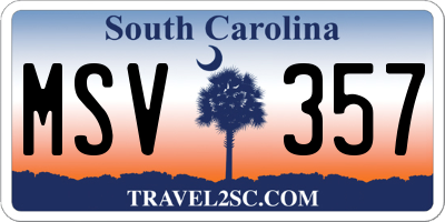 SC license plate MSV357