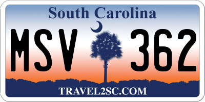 SC license plate MSV362