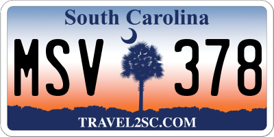SC license plate MSV378