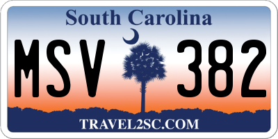 SC license plate MSV382