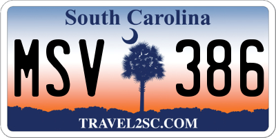 SC license plate MSV386