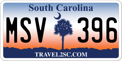 SC license plate MSV396