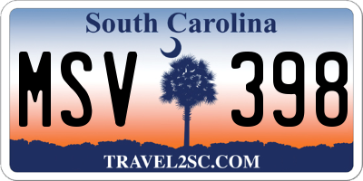 SC license plate MSV398