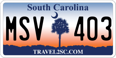 SC license plate MSV403
