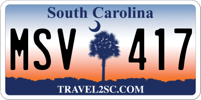 SC license plate MSV417