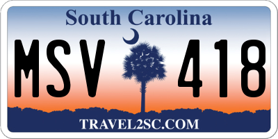 SC license plate MSV418