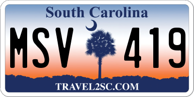 SC license plate MSV419