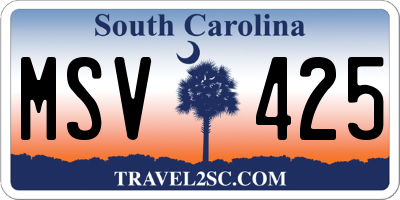 SC license plate MSV425