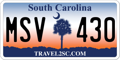 SC license plate MSV430