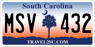 SC license plate MSV432