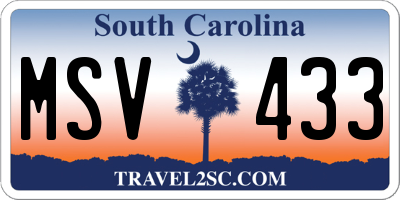 SC license plate MSV433