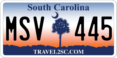 SC license plate MSV445