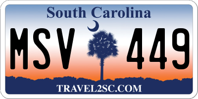 SC license plate MSV449
