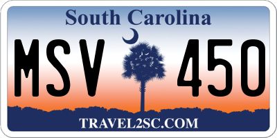 SC license plate MSV450