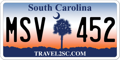 SC license plate MSV452