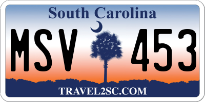 SC license plate MSV453