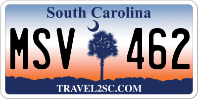 SC license plate MSV462