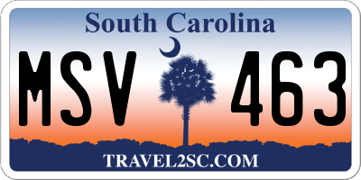 SC license plate MSV463