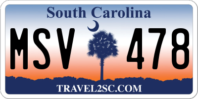 SC license plate MSV478