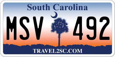 SC license plate MSV492