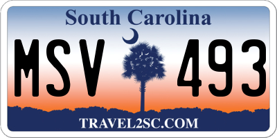 SC license plate MSV493