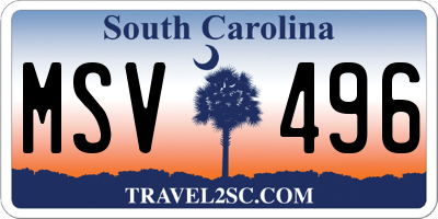 SC license plate MSV496
