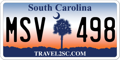 SC license plate MSV498