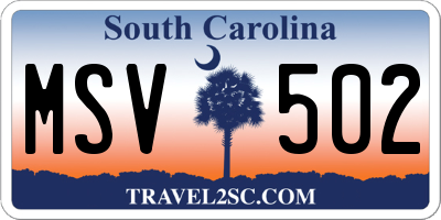 SC license plate MSV502