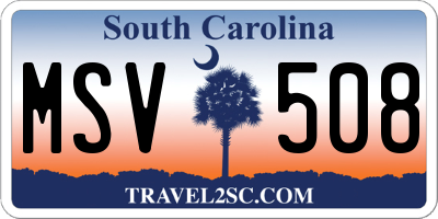 SC license plate MSV508