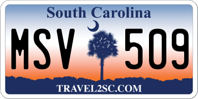 SC license plate MSV509