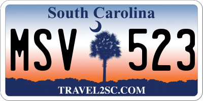 SC license plate MSV523