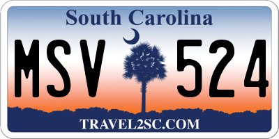 SC license plate MSV524