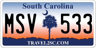 SC license plate MSV533