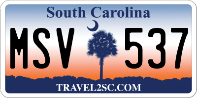 SC license plate MSV537