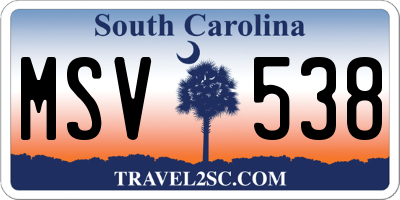 SC license plate MSV538