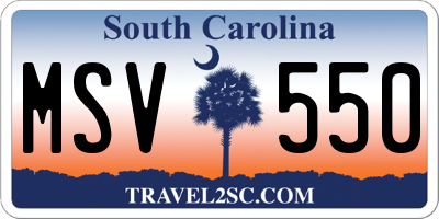 SC license plate MSV550