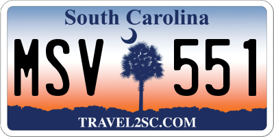 SC license plate MSV551
