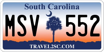 SC license plate MSV552