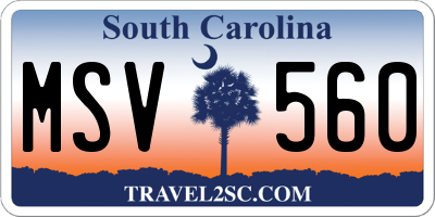 SC license plate MSV560