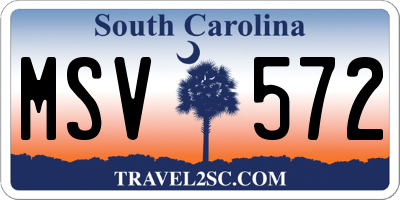 SC license plate MSV572