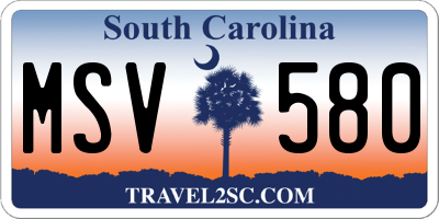 SC license plate MSV580