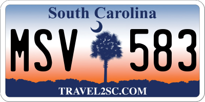 SC license plate MSV583