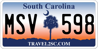 SC license plate MSV598