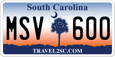 SC license plate MSV600